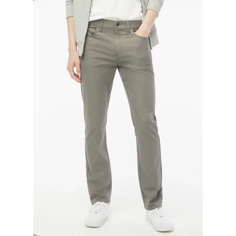 J.Crew Tech Pants Mens 33 30 Gray Slim Fit Flex Chino 5 Pocket Flat Front New